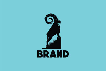 Creative logo design depicting a  ram on stairs - Logo Design Template	
