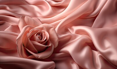 The stunning abstract smooth pink silk background with roses can be used as a background for product photography, creating a sophisticated and chic aesthetic. Creating using generative AI tools