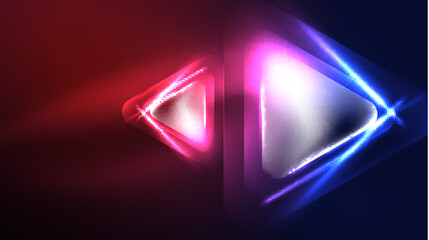 Naklejka premium Techno neon triangles with light effects in the dark