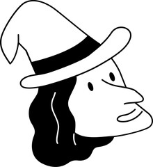 Witch glyph icon. Face Halloween icon. Face Halloween simple cartoon style. Halloween avatar decorative elements.
