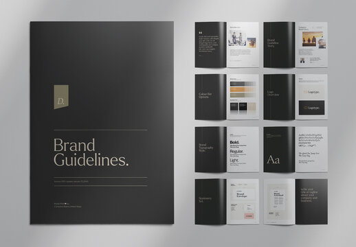 Brand Manual Layout Design Template with Brawn Color Accent
