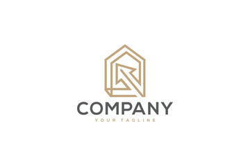Creative logo design depicting a house with an arrow in the negative space,designated to the real estate industry.