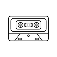 Retro Tape Casette Outline Icon Vector Illustration