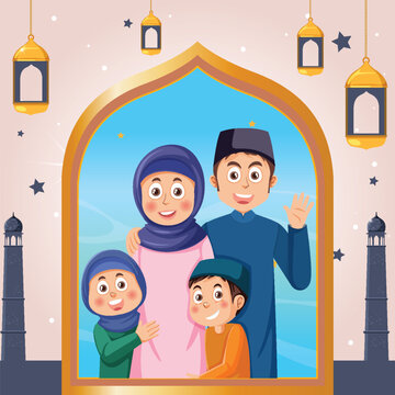 Muslim family at mosque