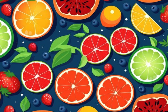 Illustration of summer fruit background. Generative AI