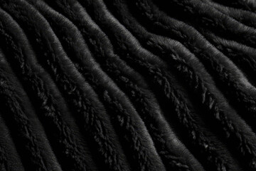 Fototapeta na wymiar Black Plush Fabric Texture Background. Generative AI