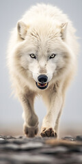 front view white wolf
