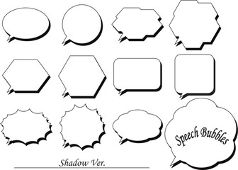 吹き出しセット　影付き　枠のみ
