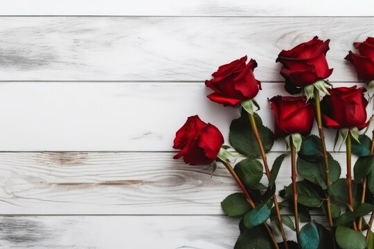 Red roses banner. Generate Ai