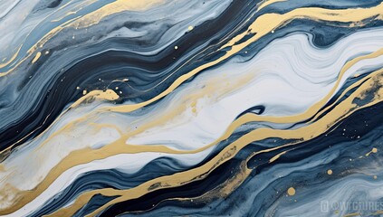 Obraz premium black gold marble background in fluid style