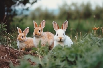 Fototapeta premium rabbits on a rabbit farm. Neural network AI generated.