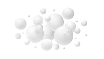 Abstract spheres. Isolated. Transparency. White. 3d illustration.