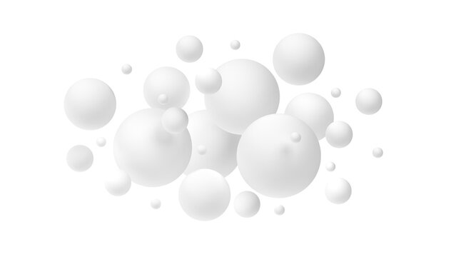 Abstract spheres. Isolated. Transparency. White. 3d illustration.