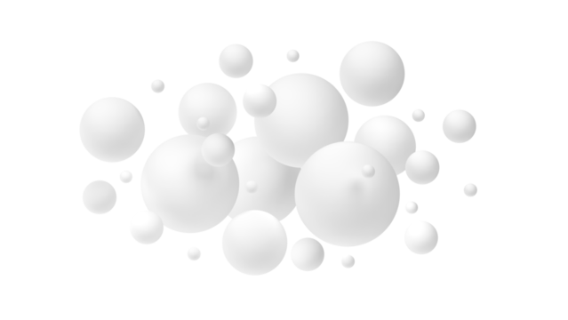 Abstract spheres. Isolated. Transparency. White. 3d illustration.