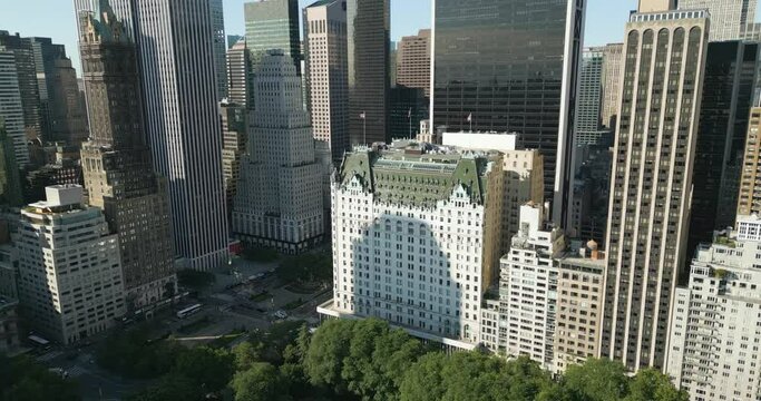 Aerial view of Plaza Hotel at Fifth Avenue, Manhattan, New York City, USA