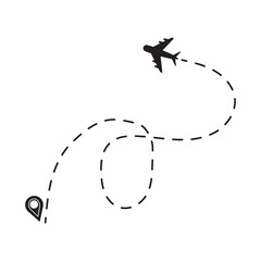 Dashed Line Airplane Route Icon