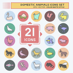 Icon Set Domestic Animals. related to Education symbol. simple design editable. simple illustration