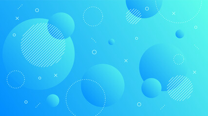 Modern Abstract Background with Motion Round Retro Memphis and Blue Gradient Color