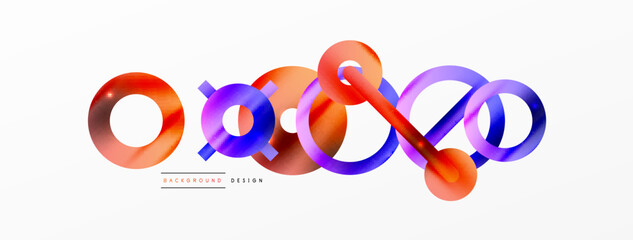 Minimal geometric abstract background. Shiny and glossy circle, line and round shapes design. Trendy techno business template for wallpaper, banner, background or landing