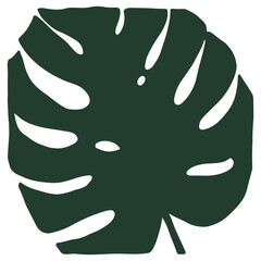 Decorative monstera leaf tile. Hand-drawn exotic plant isolated on white background. Green tropical Herb summer sign. Vector jungle illustration for interior, gardening, holiday. Eco botanical poster