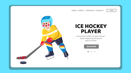 ice hockey player boy vector. game sport, stick winter, equipment rink, puck team, skating young ice hockey player boy web flat cartoon illustration