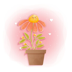 The adorable flower in a watercolor style.