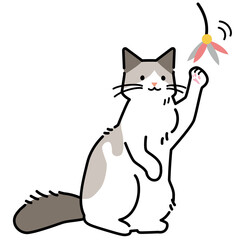 おもちゃで遊ぶ猫のイラスト