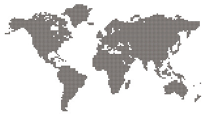 Fototapeta na wymiar タイル状ドットの世界地図