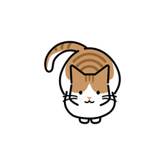 伏せをする猫のイラスト