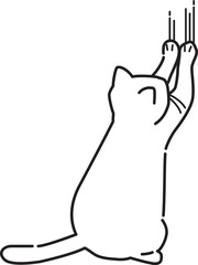 爪とぎをする白猫のイラスト
