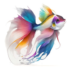 Obraz premium Fish in the painting is meticulously rendered with vivid colors, showcasing their unique patterns and intricate details in a captivating way.