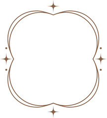 Aesthetic frame shape. Outline minimal graphic elements with stars. Abstract boho arch with sparkles. Trendy geometric template for poster and story.