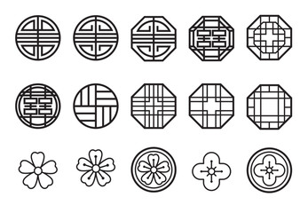 Fototapeta set of symbols, pattern, Oriental Korea China Japan obraz