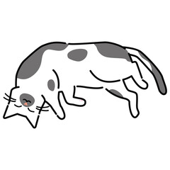 Fototapeta premium 寝転がる猫のイラスト