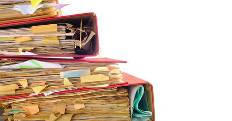 messy file folders,red tape, bureaucracy,aministration,business concept,isolated on transparent...