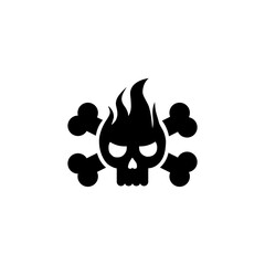 Dark skull fire logo icon isolated on transparent background