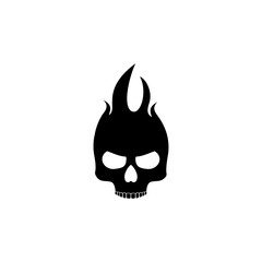 Dark skull fire logo icon isolated on transparent background
