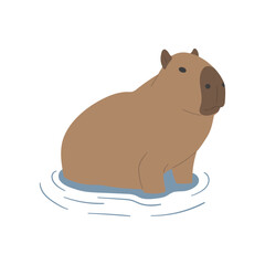 capybara single 18 cute on a white background, vector illustration. 