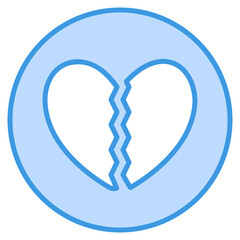 Broken heart icon in blue style, use for website mobile app presentation