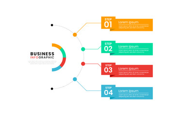 business Infographic Circle Template for Powerpoint with 4 Step or options.