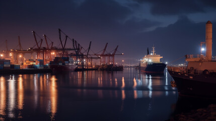 Fototapeta na wymiar Harbor at Night