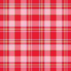 Plaid seamless pattern in red. Check fabric texture. Vector textile print.