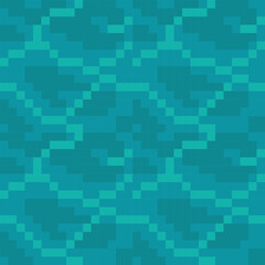 Blue color camouflage seamless water pattern, pixel art fabric texture, tile, abstract illustration, pixelated vector background. Design for clothes, game, web, mobile app