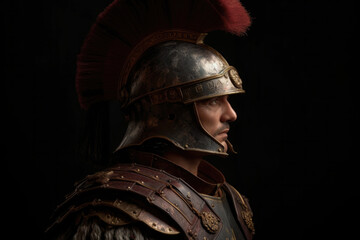 Close-up portrait of an ancient Roman centurion (Generative AI)