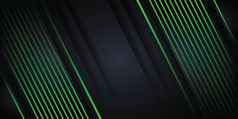 Green line wave and black abstract background