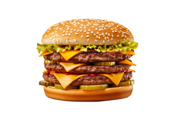 burger isolated transparency background. Generative AI