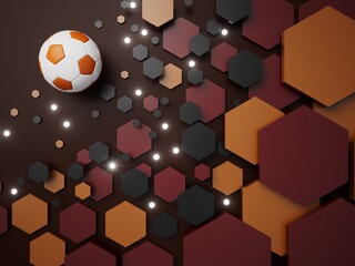 football ball 3d object. 3d illustration. graphic background element. sport abstract backdrop. soccer render design competition concept art. digital technology element beautiful lighting ground empty