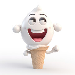 Cartoon Ice Cream on a White Background. Illustration generative ai