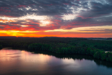 Fototapeta na wymiar Idyllic sunset over the lake in Poland