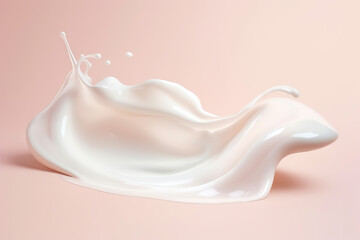Liquid face cream splash on light pastel background
